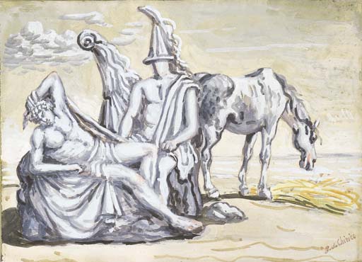 Zwei Alte Helden Und Ein Pferd — Giorgio De Chirico