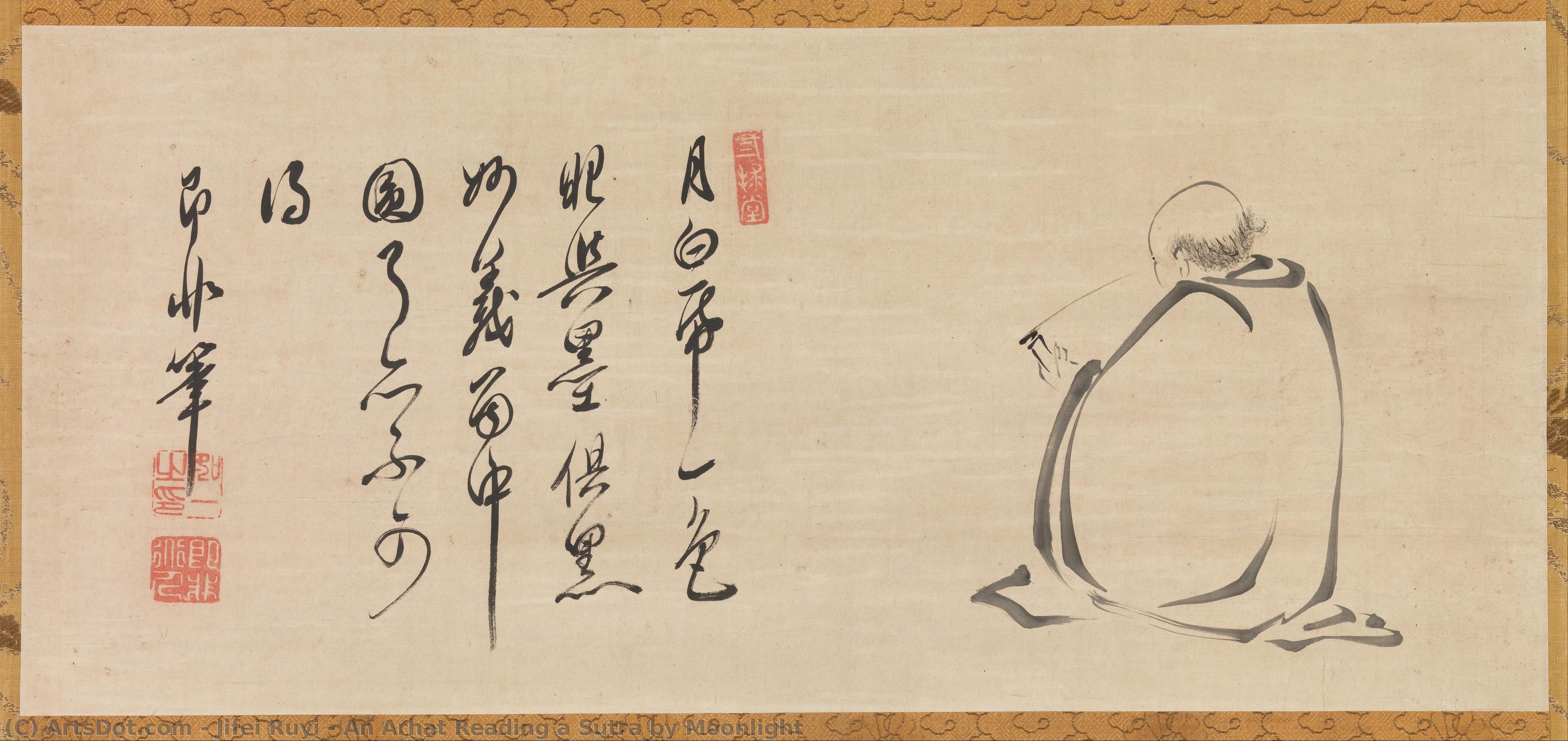 An Arhat Reading A Sutra By Moonlight — Sokuhi Nyoitsu