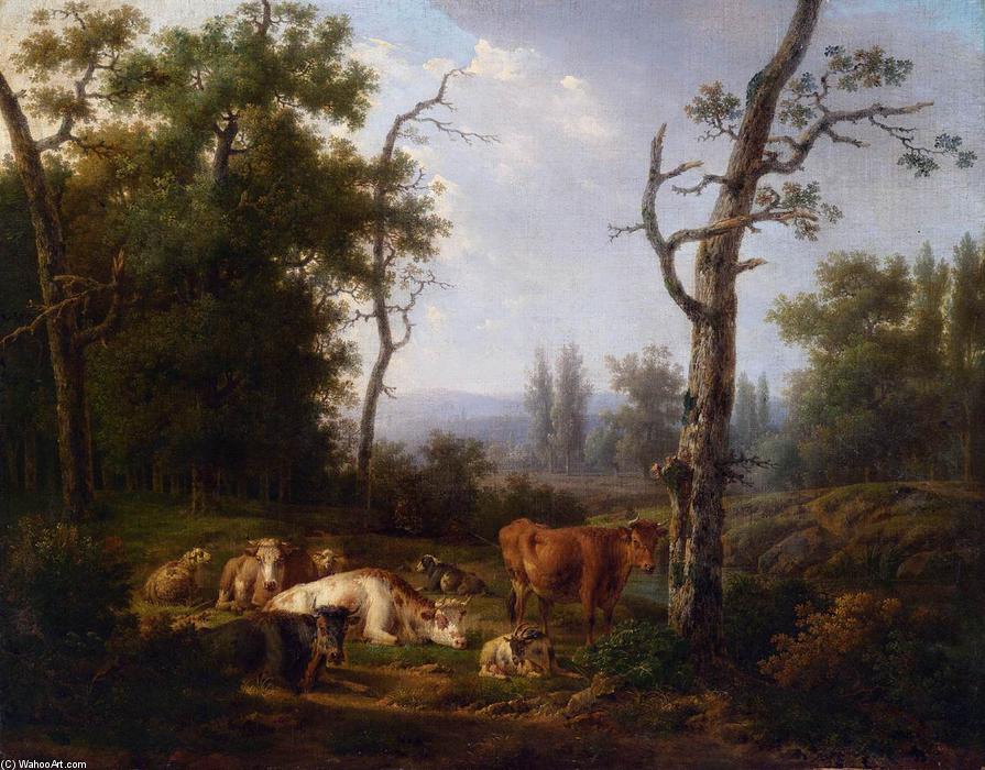 Wooded Landscape With Resting Cattle — Jakob Van Strij