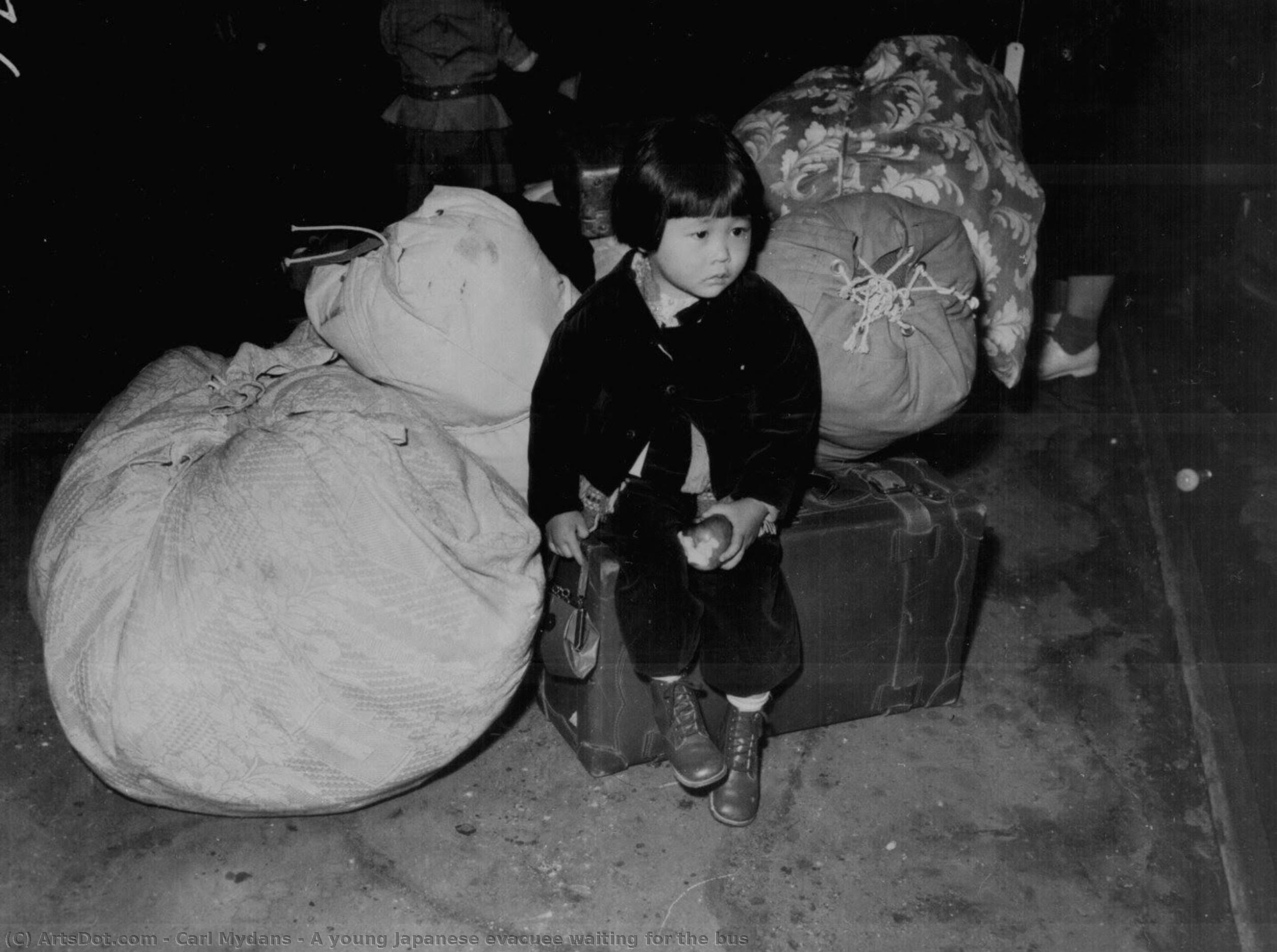 A Young Japanese Evacuee Waiting For The Bus — Carl Mydans
