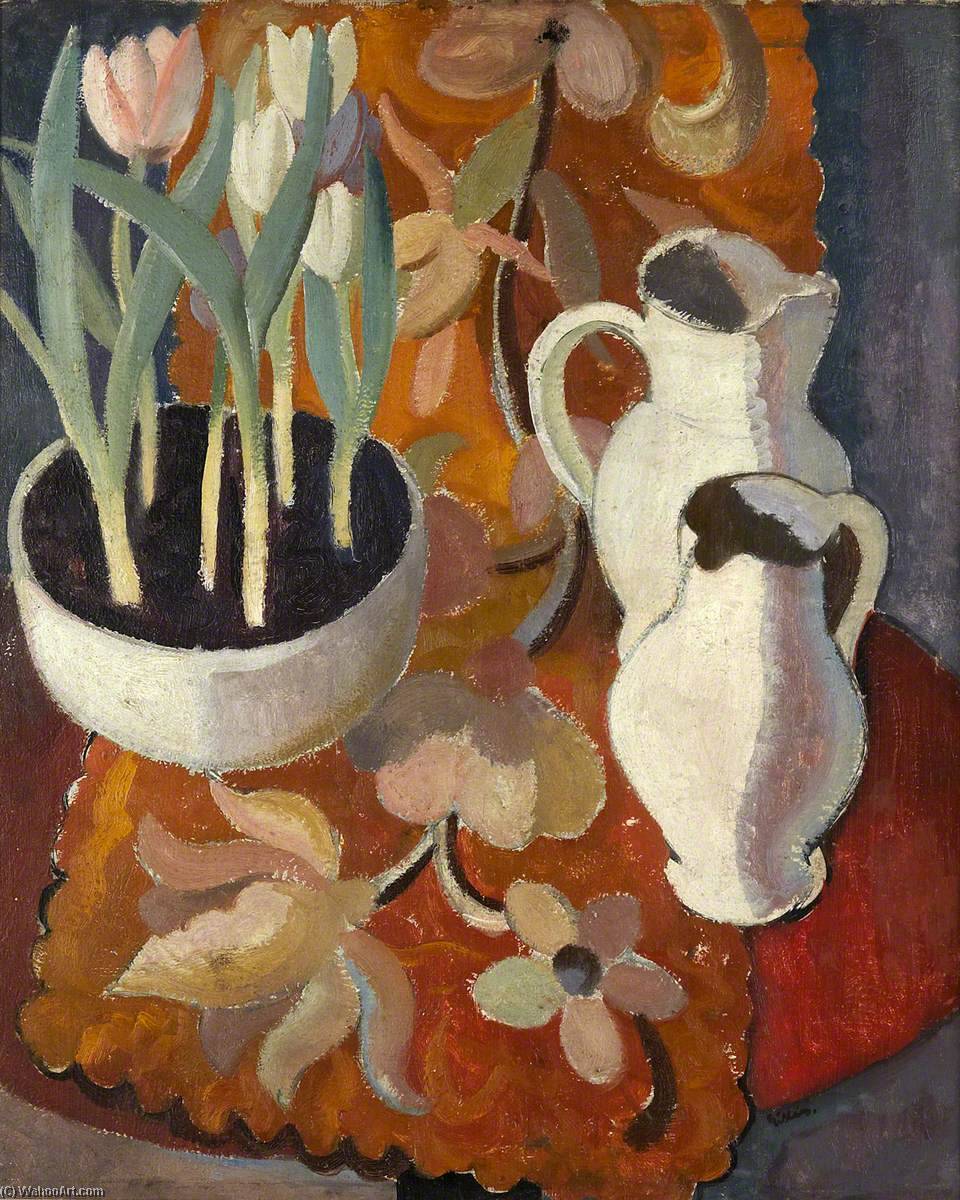 Still Life, Tulips And Jugs — Sir William George Gillies