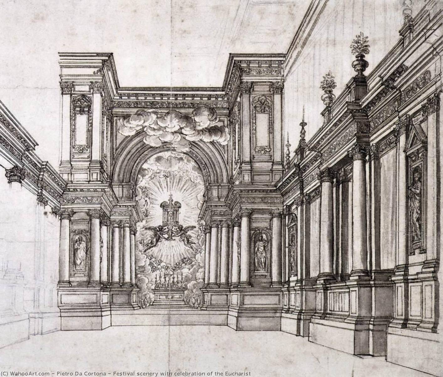Festival Scenery With Celebration Of The Eucharist — Pietro Da Cortona
