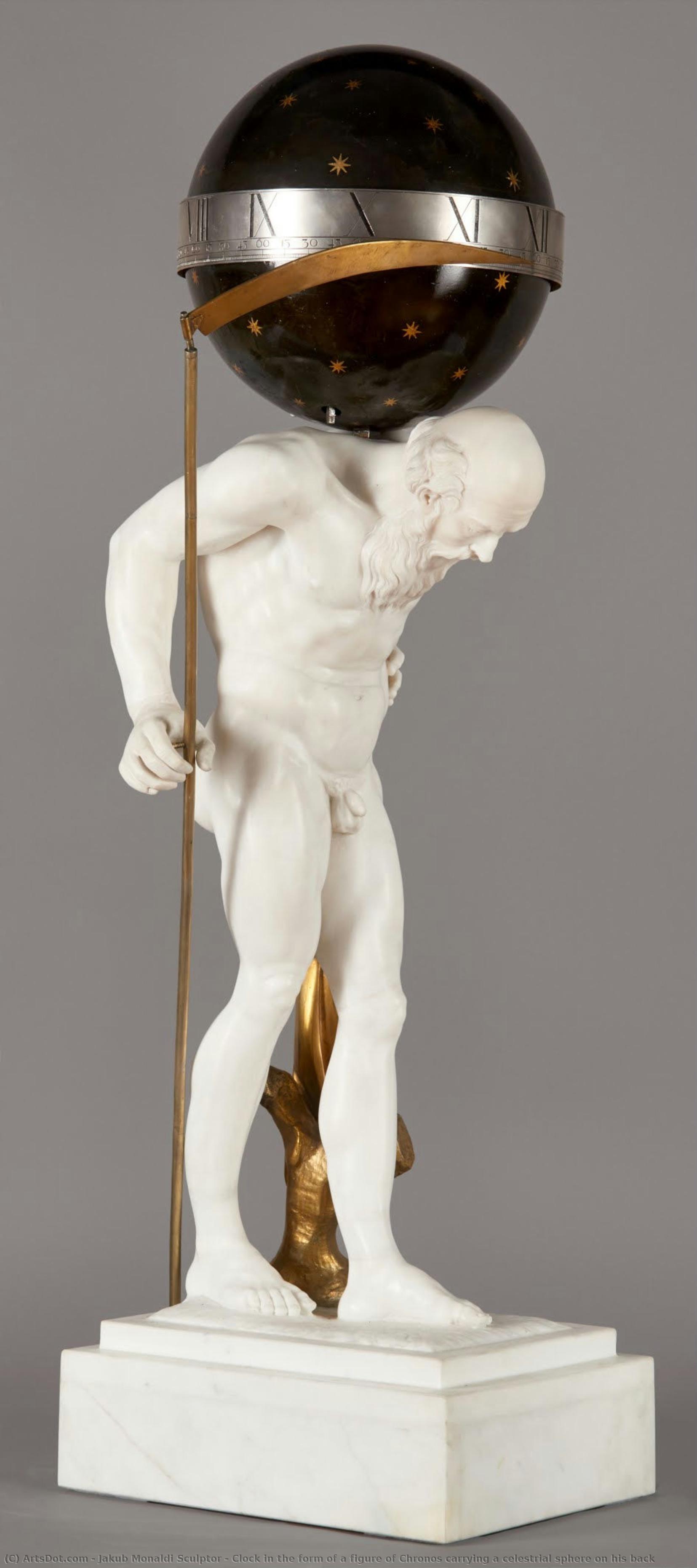 Clock In The Form Of A Figure Of Chronos Carrying A Celestrial Sphere On His Back — Jakub Monaldi Sculptor