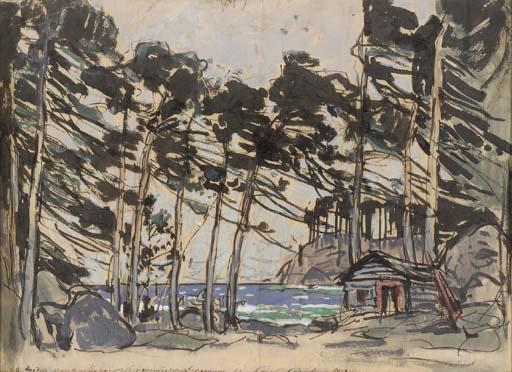Stage Design Depicting A Wooded Landscape By The Sea — Konstantin Alexeievitch Korovin