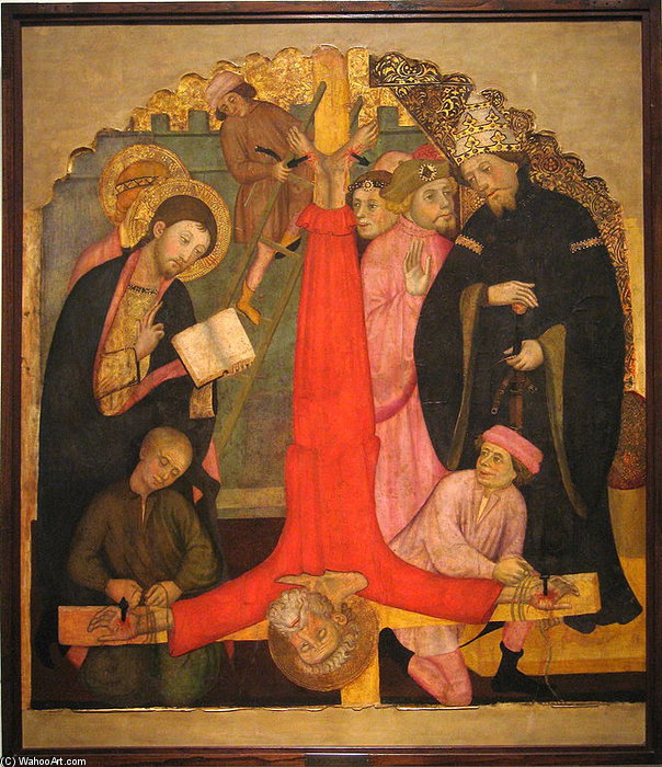 Crucifixió De Sant Pere. Pintura Gòtica De Pere Serra — Pere Serra