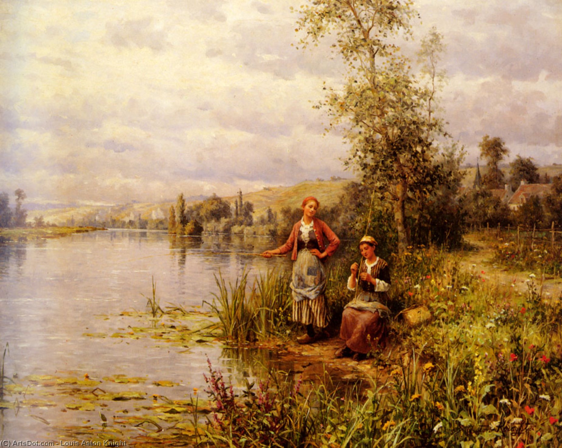 Country Women After Fishing On A Summer Afternoon — Louis Aston Knight