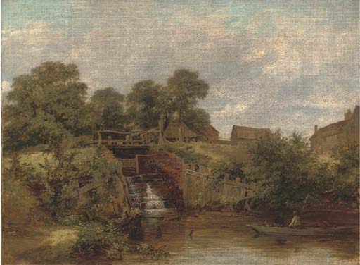 Eel Catchers By The Sluice, Trump's Mill, North Wales — James Stark