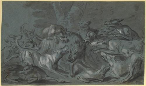 Pack Of Dogs Attacking A Wild Boar — Jean-baptiste Oudry