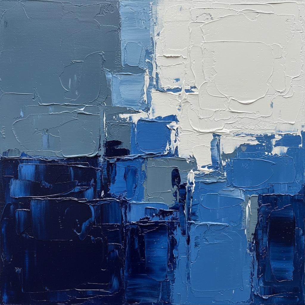 Fragmentierte Mitternacht: Eine Monumentale Studie In Impasto-blau Und Düsterer Textur — Christian Noiret