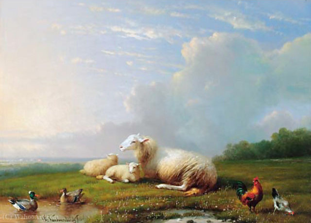 Sheep Grazing With Chickens And Ducks — Franz Van Severdonck