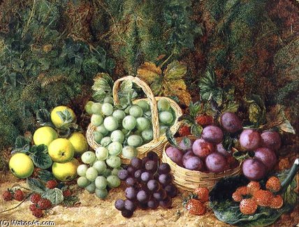 Still Life With Apples And Baskets Of Grapes And Plums — George Clare