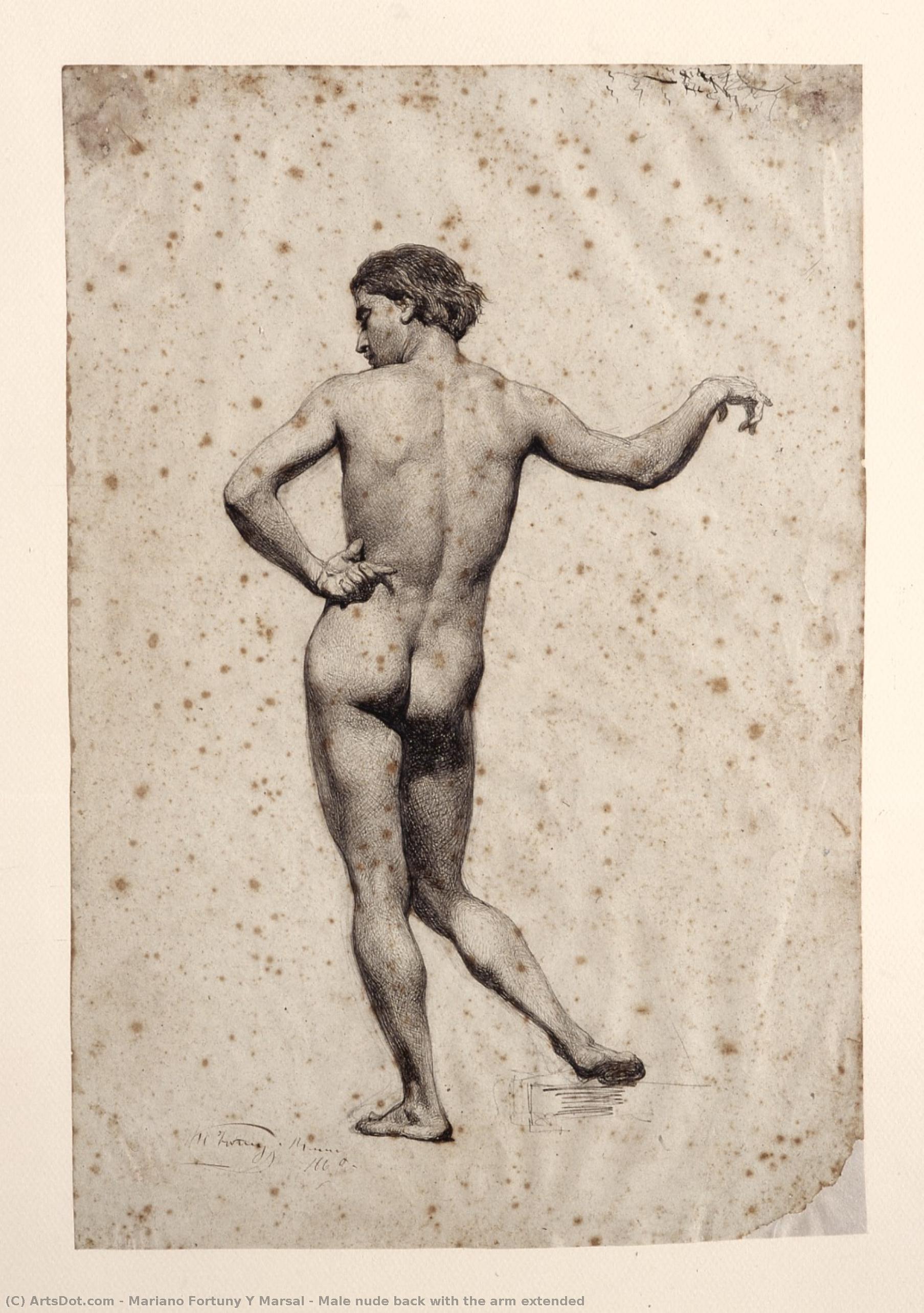Male Nude Back With The Arm Extended — Mariano Fortuny Y Marsal