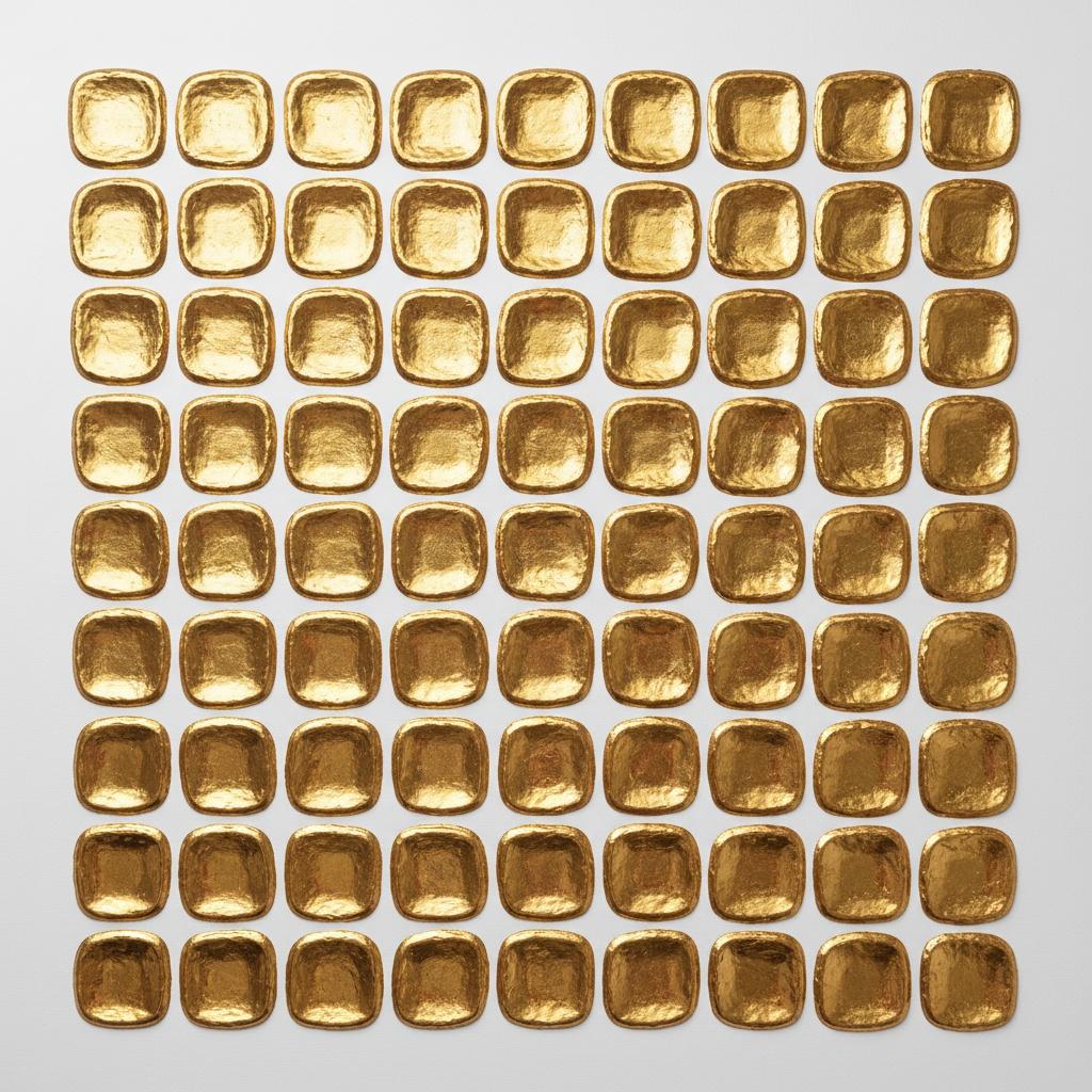 Gilded Symmetry: A Meditative Grid Of Hand-hammered Gold And Radiant Light — David Moreau