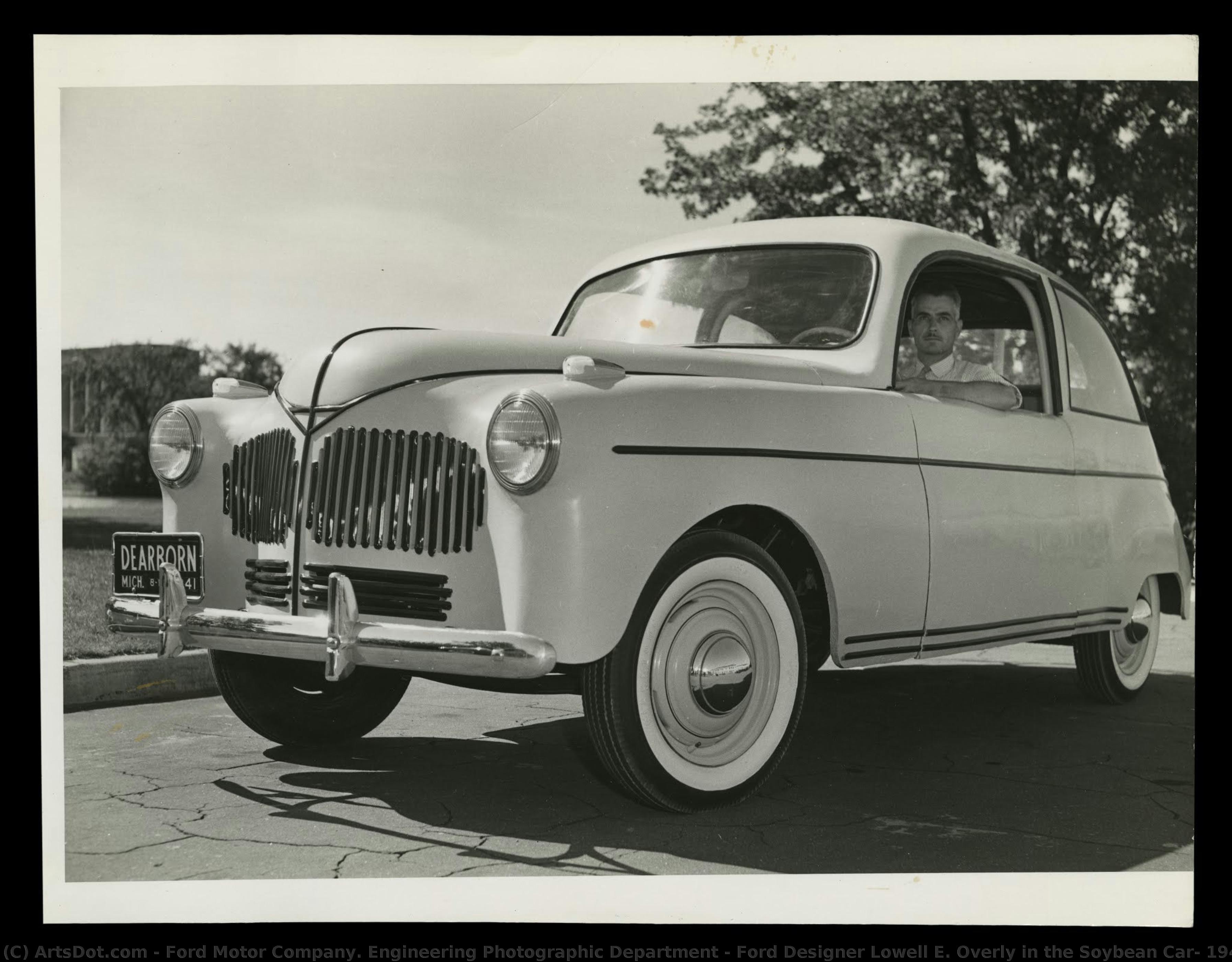 Ford Designer Lowell E. Overly In The Soybean Car, 1941 — Ford Motor Company. Engineering Photographic Department