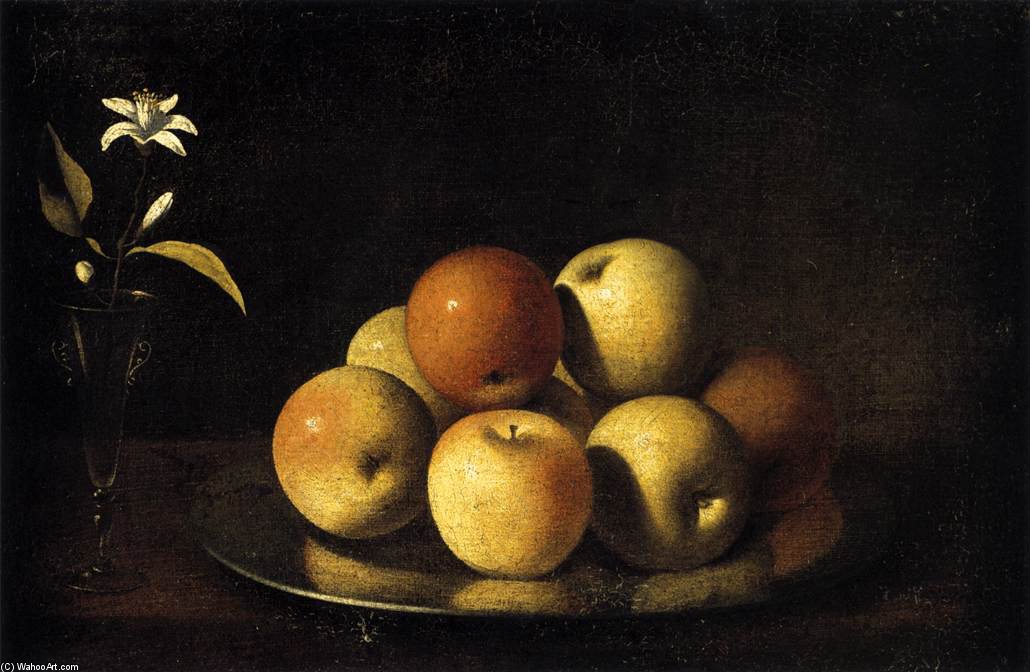 Still-life With Plate Of Apples And Orange Blossom — Juan De Zurbarán
