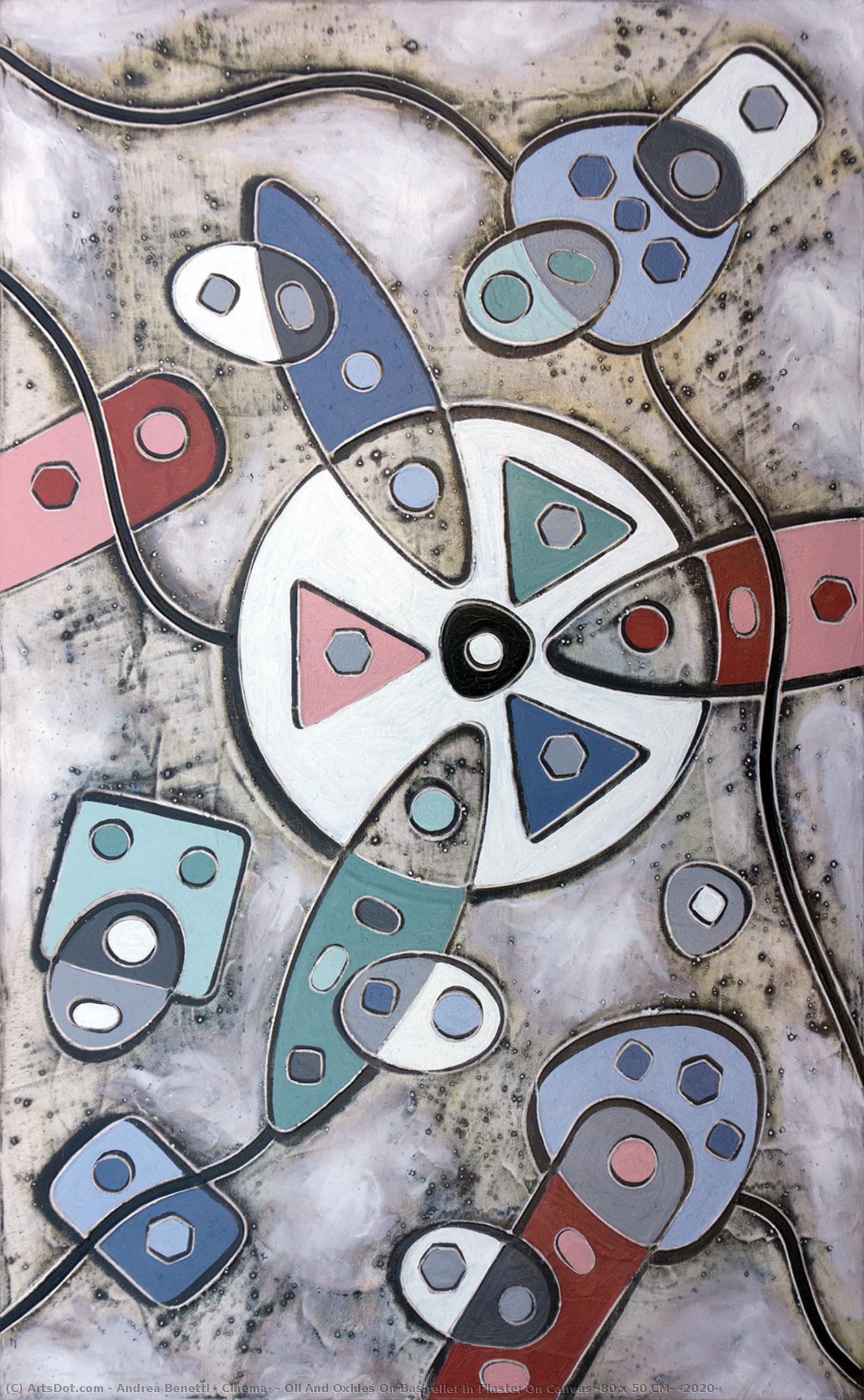 Cinema, , Oil And Oxides On Bas-relief In Plaster On Canvas (80 X 50 Cm) (2020) — Andrea Benetti