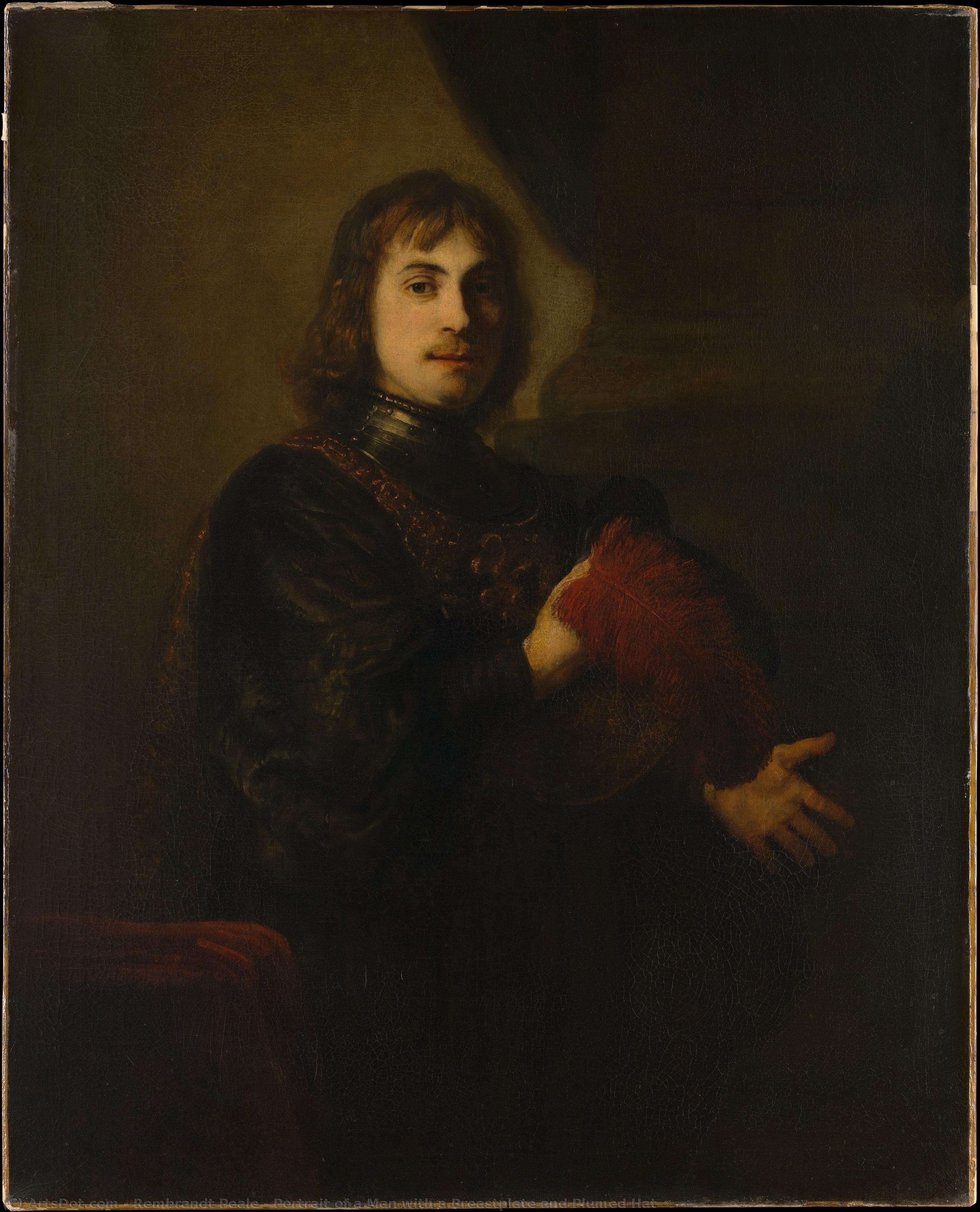 Portrait Of A Man With A Breastplate And Plumed Hat — Rembrandt Peale