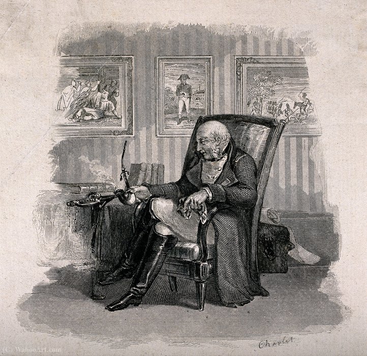 An Old Napoleonic Soldier Sits Dreaming In His Armchair — Nicolas Toussaint Charlet