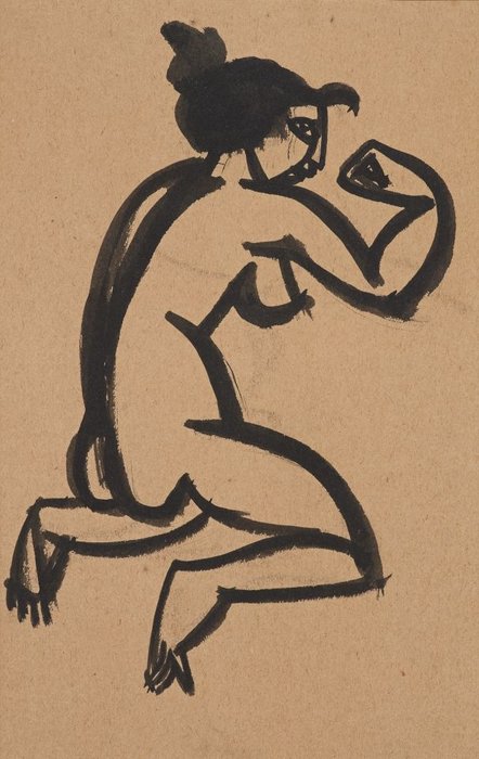Female Nude, Kneeling And Flexing Right Arm — Henri Gaudier-brzeska