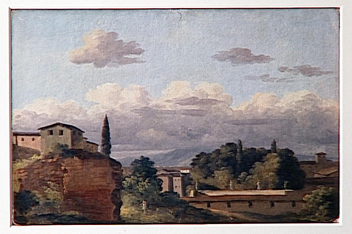 A La Villa Farnese Batiments Entoures D'arbres — Pjer-anri De Valenjen