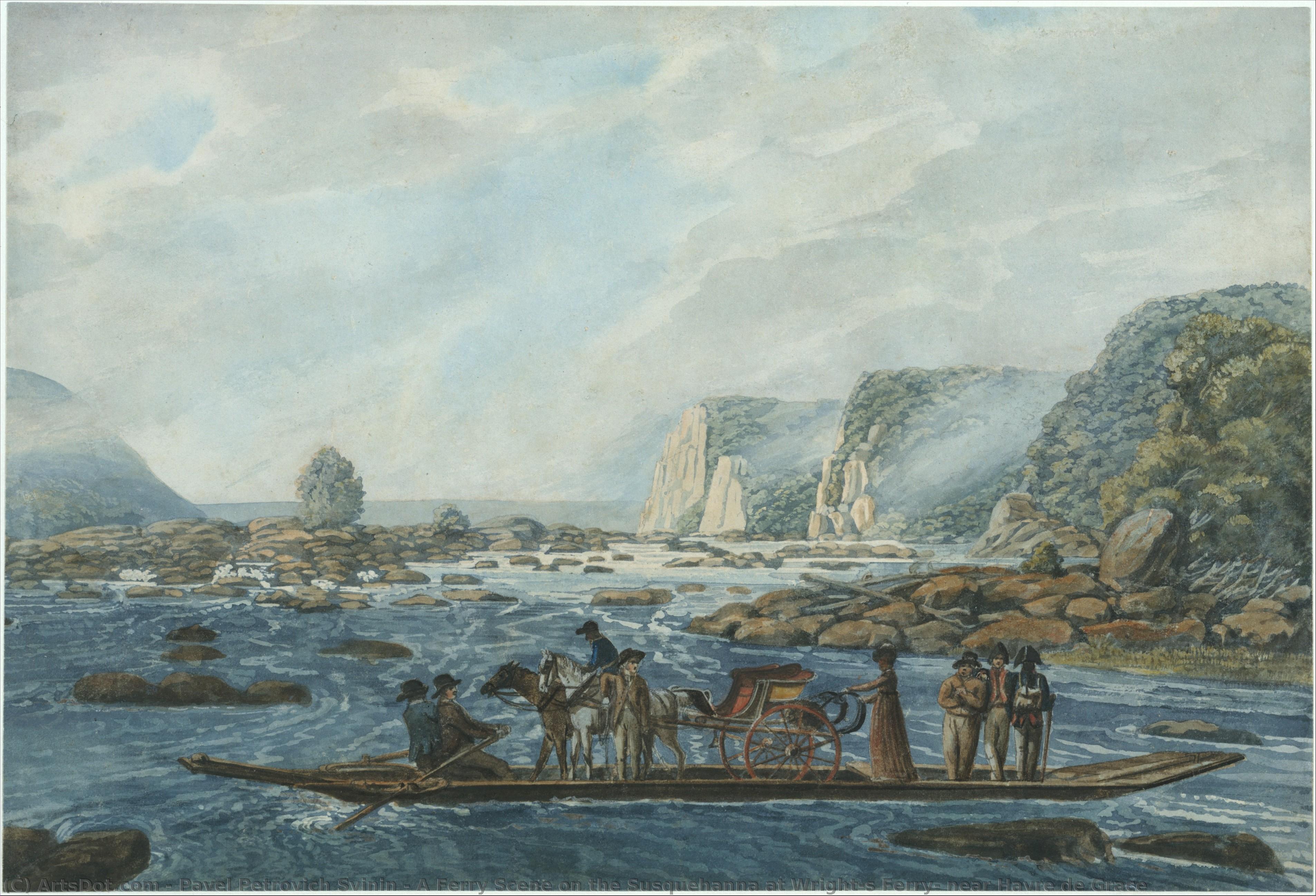 A Ferry Scene On The Susquehanna At Wright's Ferry, Near Havre De Grace — Pavel Petrovich Svinin
