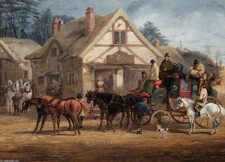 A Halted Mail Coach — Henri Tomas Alken