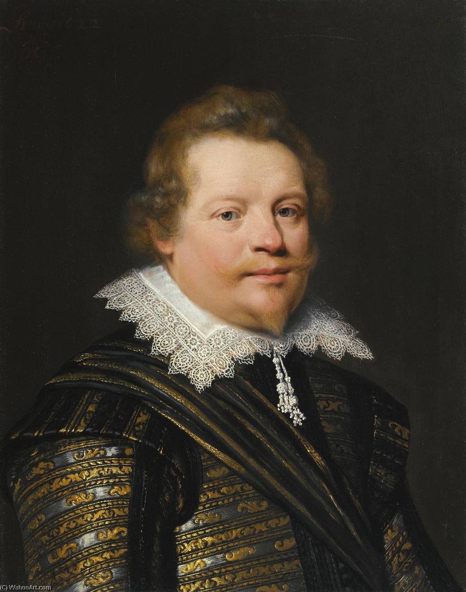 Portrait Of A Gentleman Wearing A Black And Gold Embroidered Doublet And A White Ruff — Jan Anthonisz Van Ravesteyn