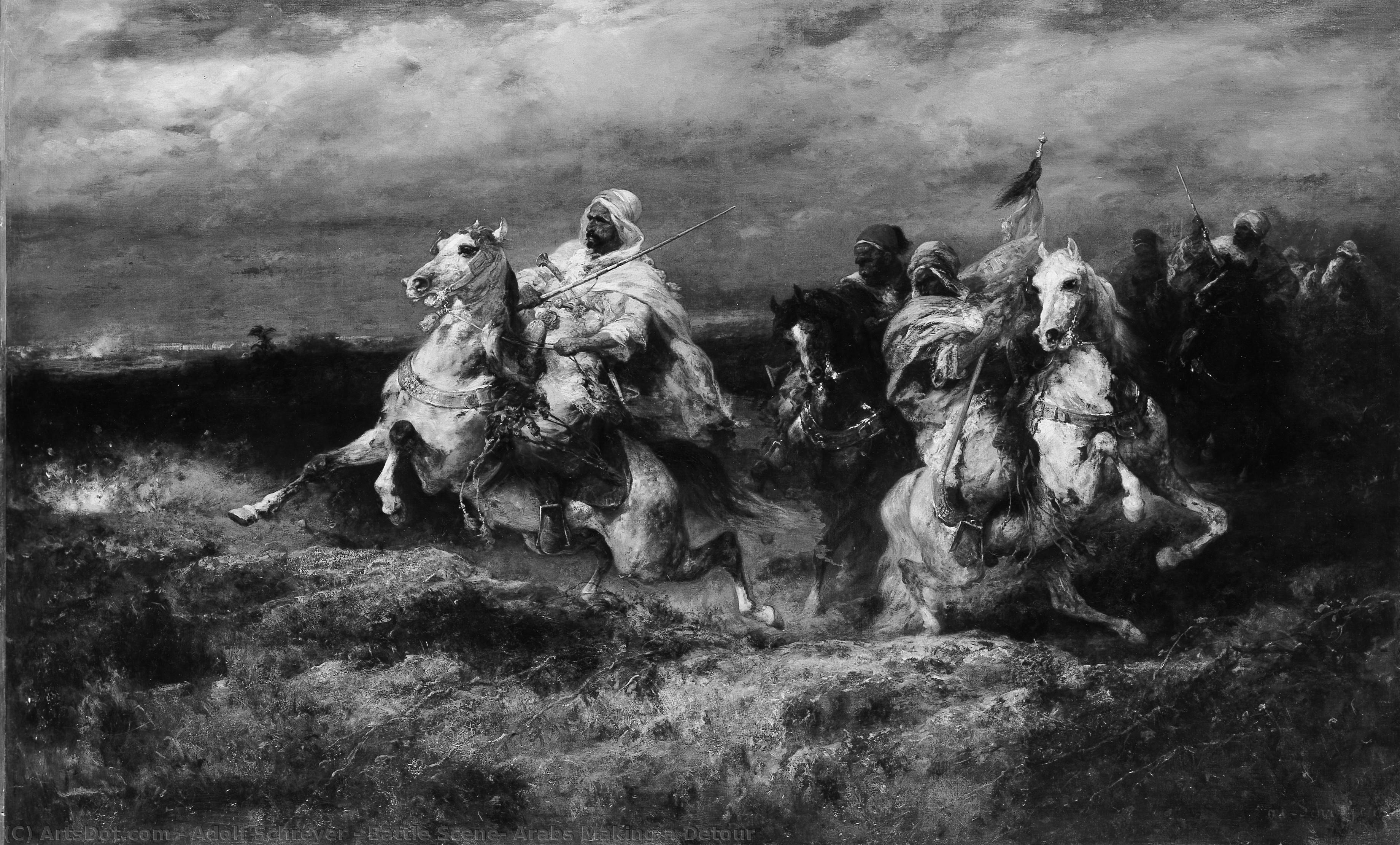 Battle Scene: Arabs Making A Detour — Адолф Шрајер