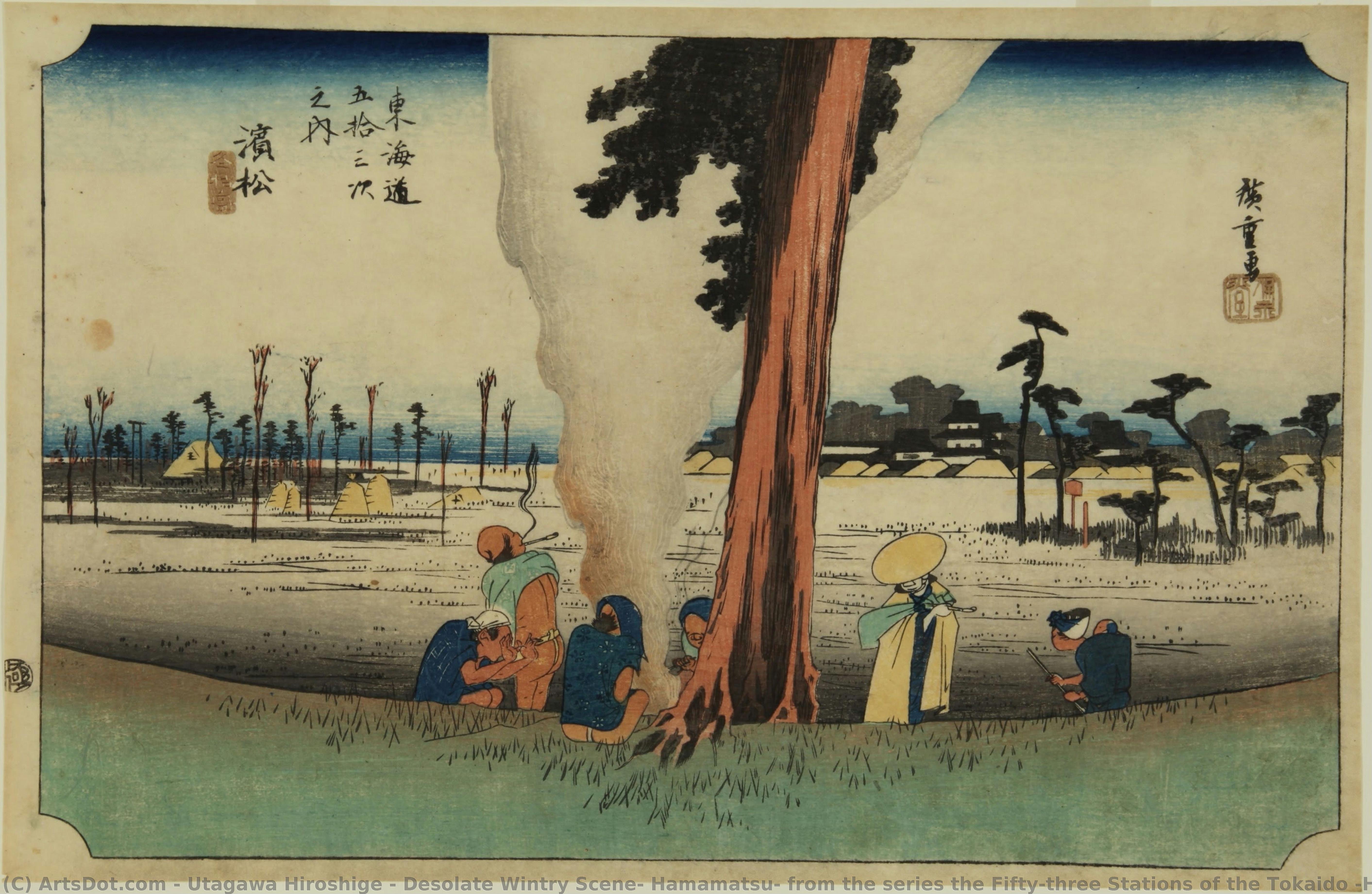 Einsame Winterszene, Hamamatsu, Aus Der Serie Die Dreiundfünfzig Stationen Des Tokaido (hoeido-ausgabe) — Utagawa Hiroshige