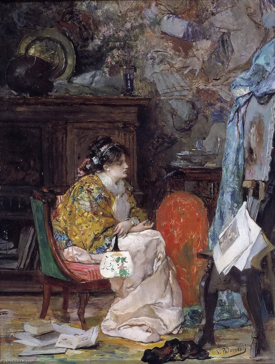 Model In The Studio Of The Painter — Vicente Palmaroli Y Gonzalez