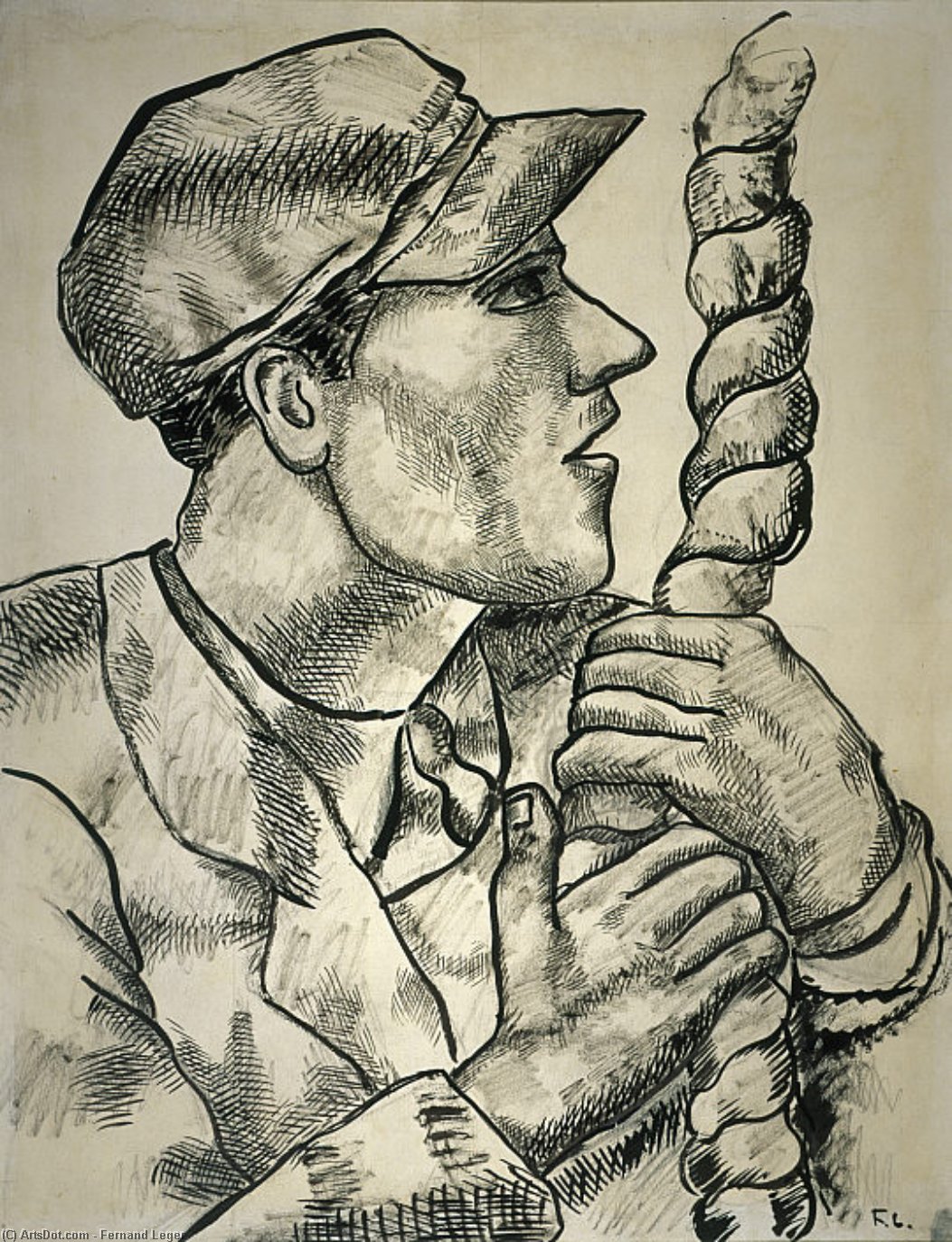 Man In Profile With Rope, Study For The Constructors — フェルナンド・レジェ