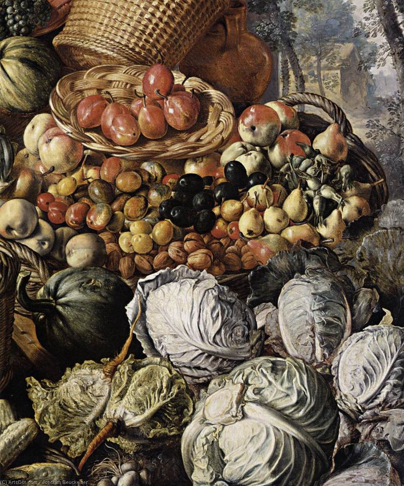 Market Woman With Fruit, Vegetables And Poultry (detail) — Joachim Beuckelaer