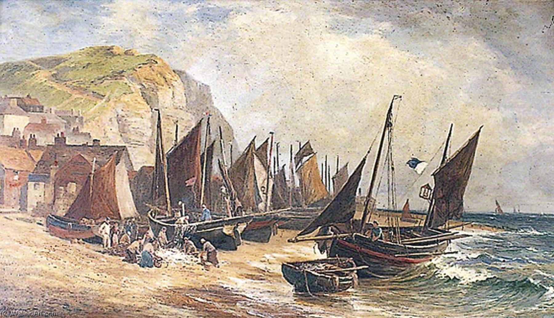 The Old East Cliff, Hastings, East Sussex, Herring Season — William Henry Borrow
