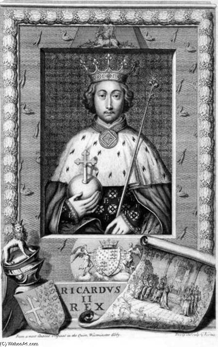 Richard Ii King Of England 1377-99, After A Painting In Westminster Abbey, Engraved By T — George Vertue