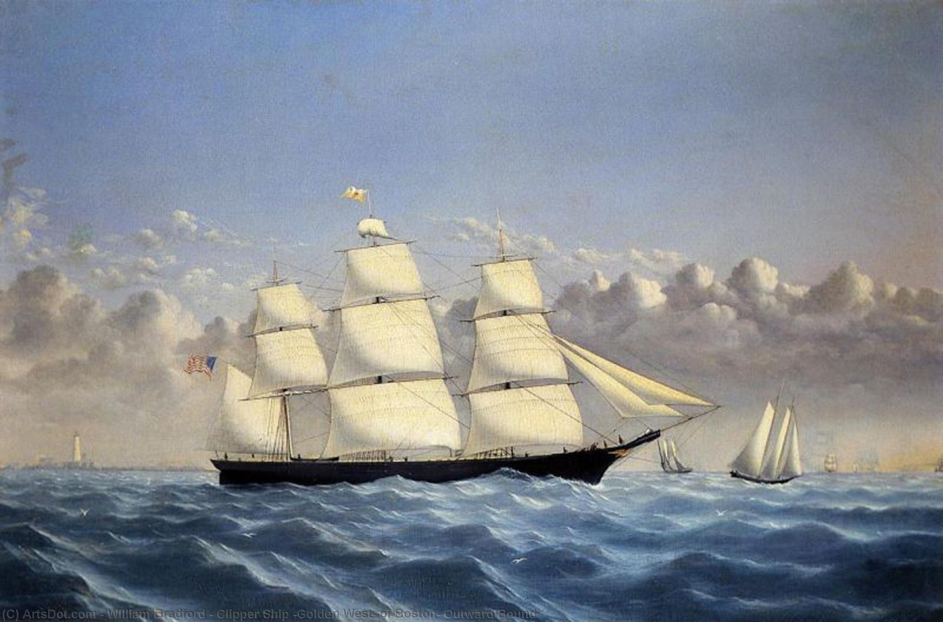Clipper Ship 'golden West' Of Boston, Outward Bound — William Bradford