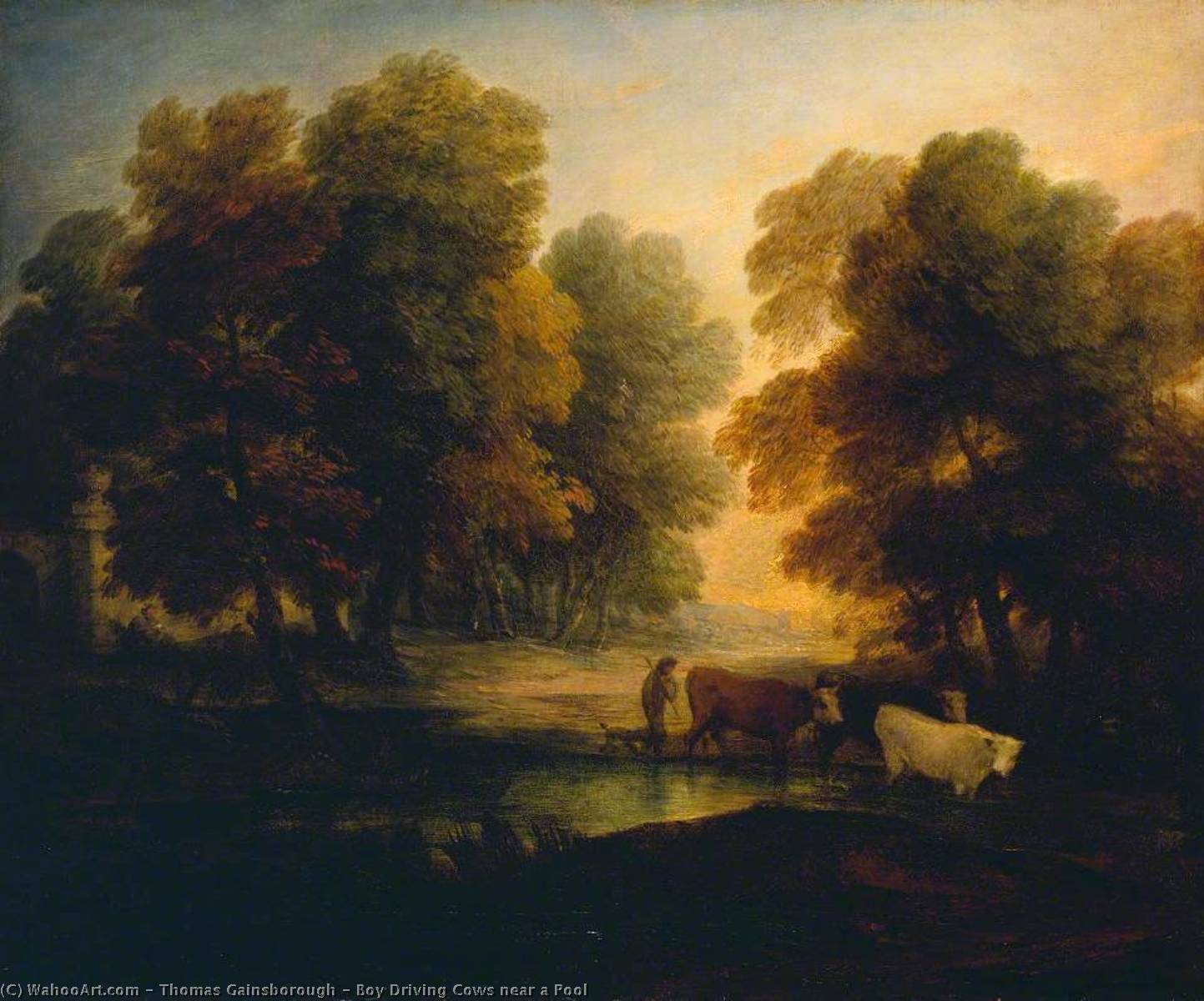 Boy Driving Cows Near A Pool — Thomas Gainsborough