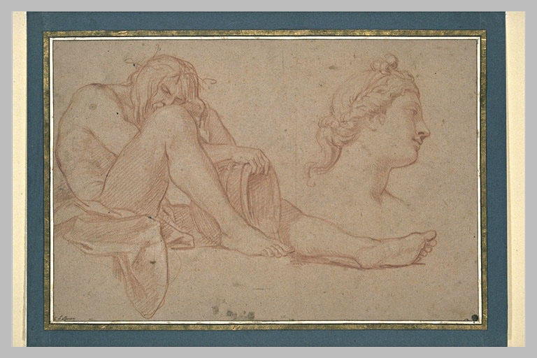 Un Fleuve; Une Tête De Femme — Charles Le Brun