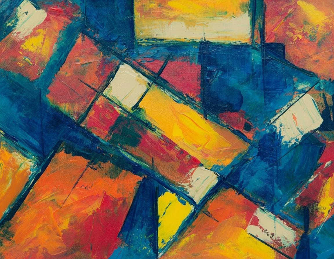 Fractured Kineticism In Ultramarine And Gold: A Monumental Study Of Geometric Tension — Christian Noiret