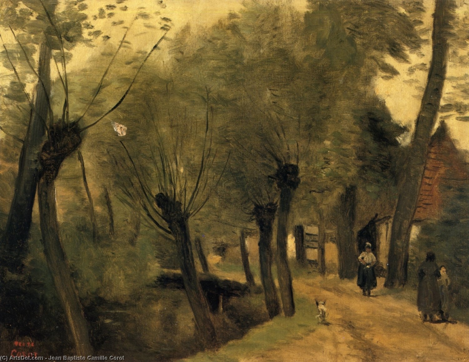 Labuissiere, Near Bethune (pas De Calais): Lane Bordered By Willows — Jean-baptiste-camille Corot