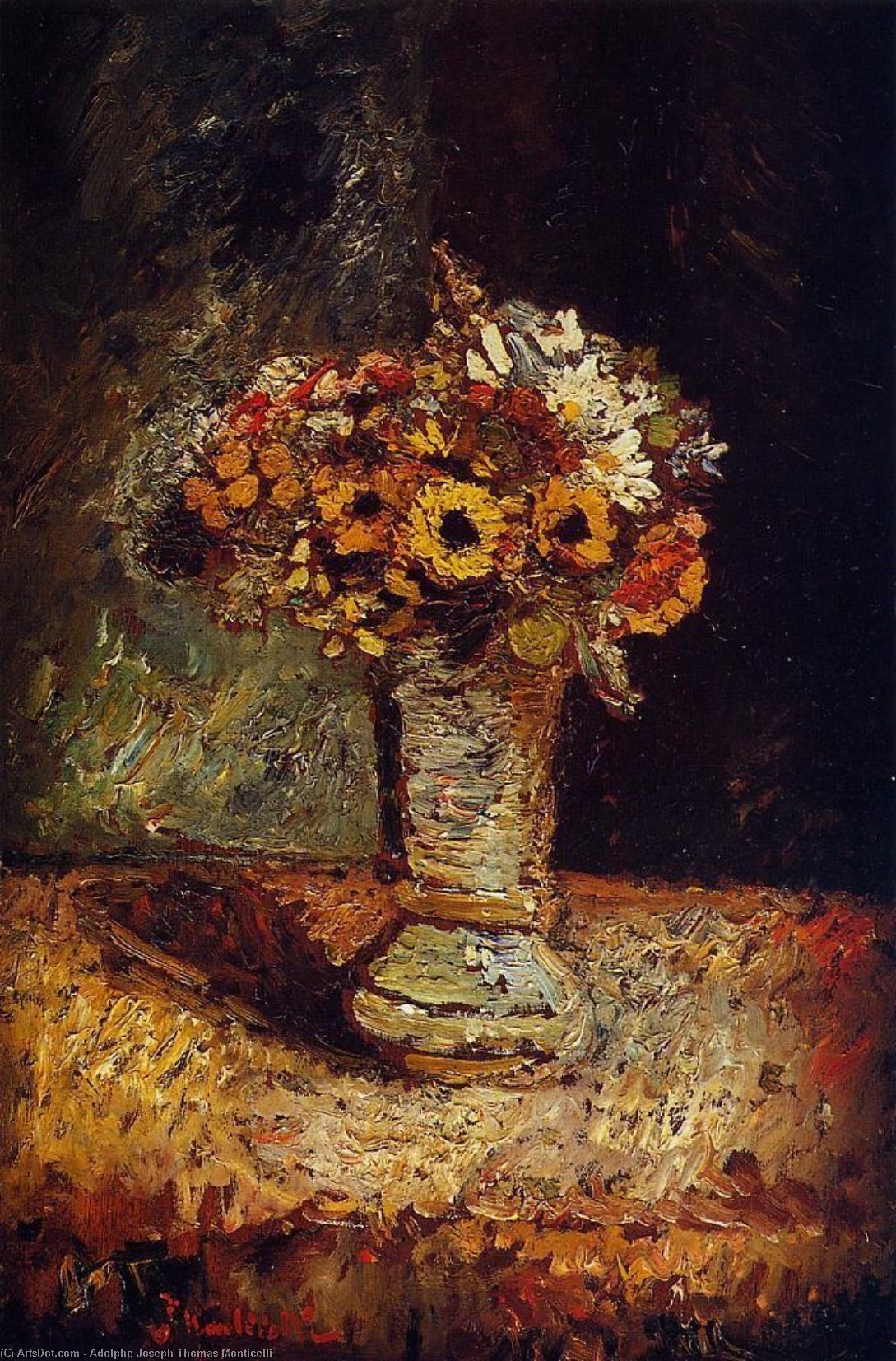 Flowers In A Vase — Adolphe Joseph Thomas Monticelli