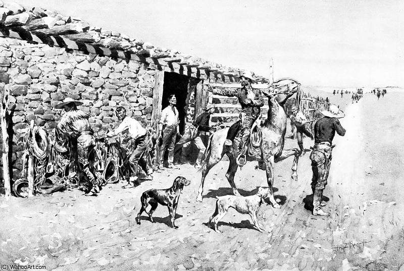 An Overland Station, Indians Coming In With The Stage — Frederic Remington