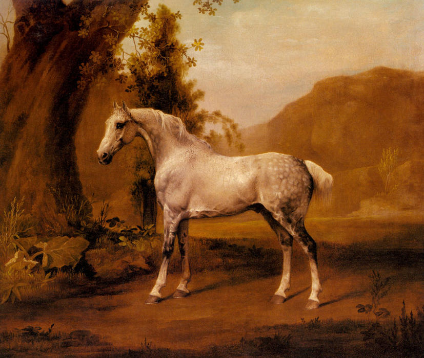 A Grey Stallion In A Landscape — George Stubbs