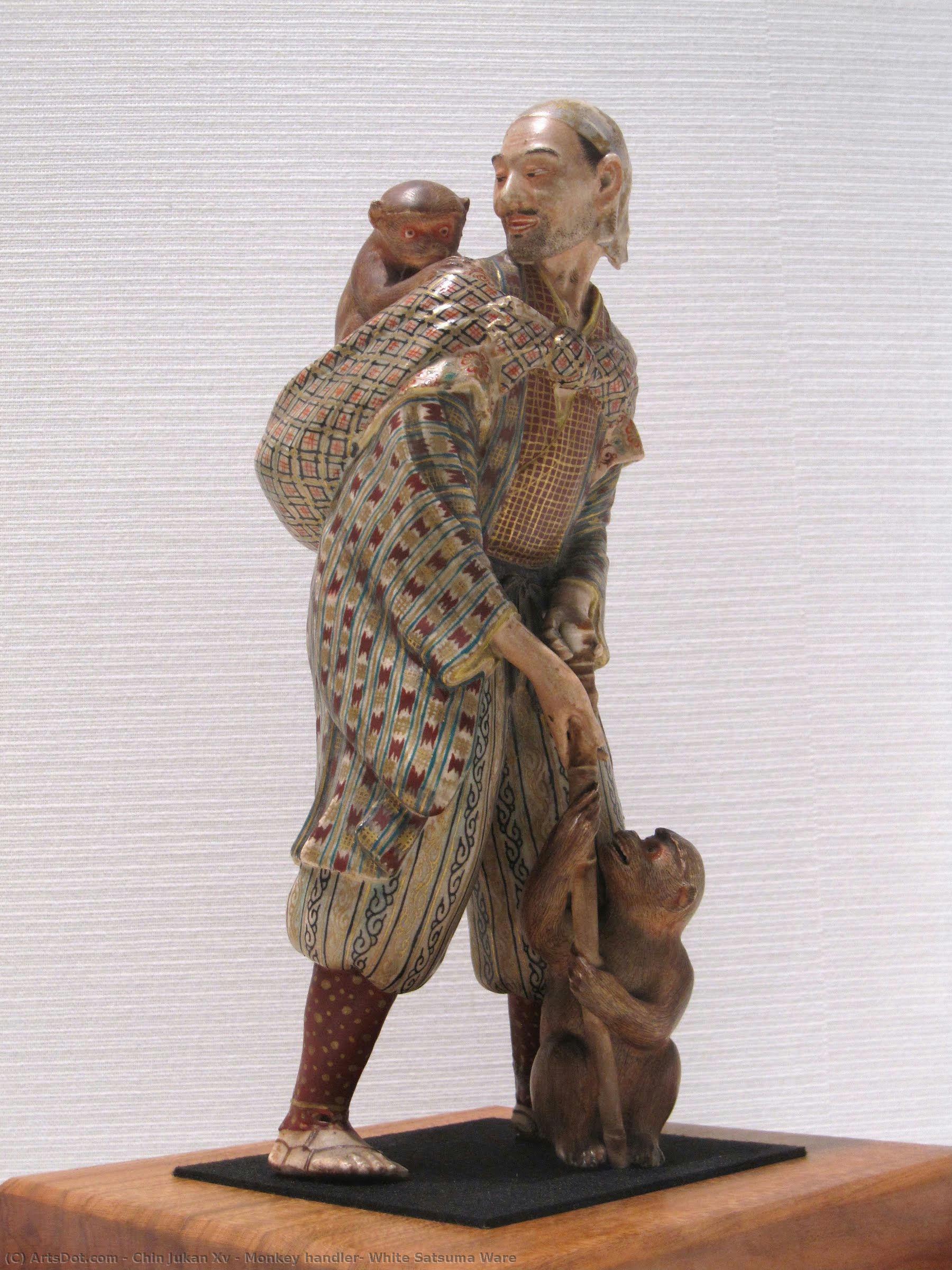 Monkey Handler, White Satsuma Ware — Chin Jukan Xv