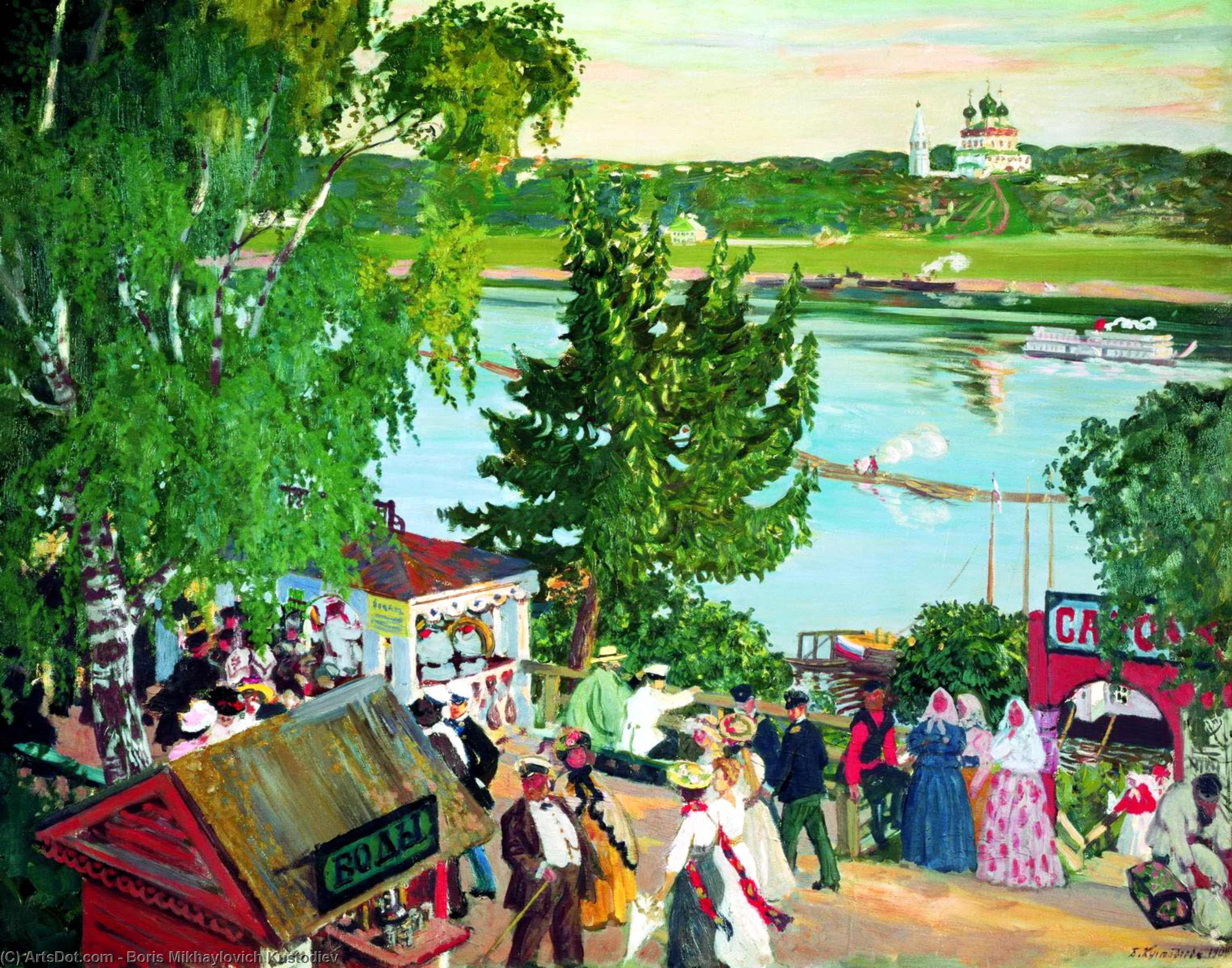 Promenade Along The Volga — Boris Michailowitsch Kustodijew