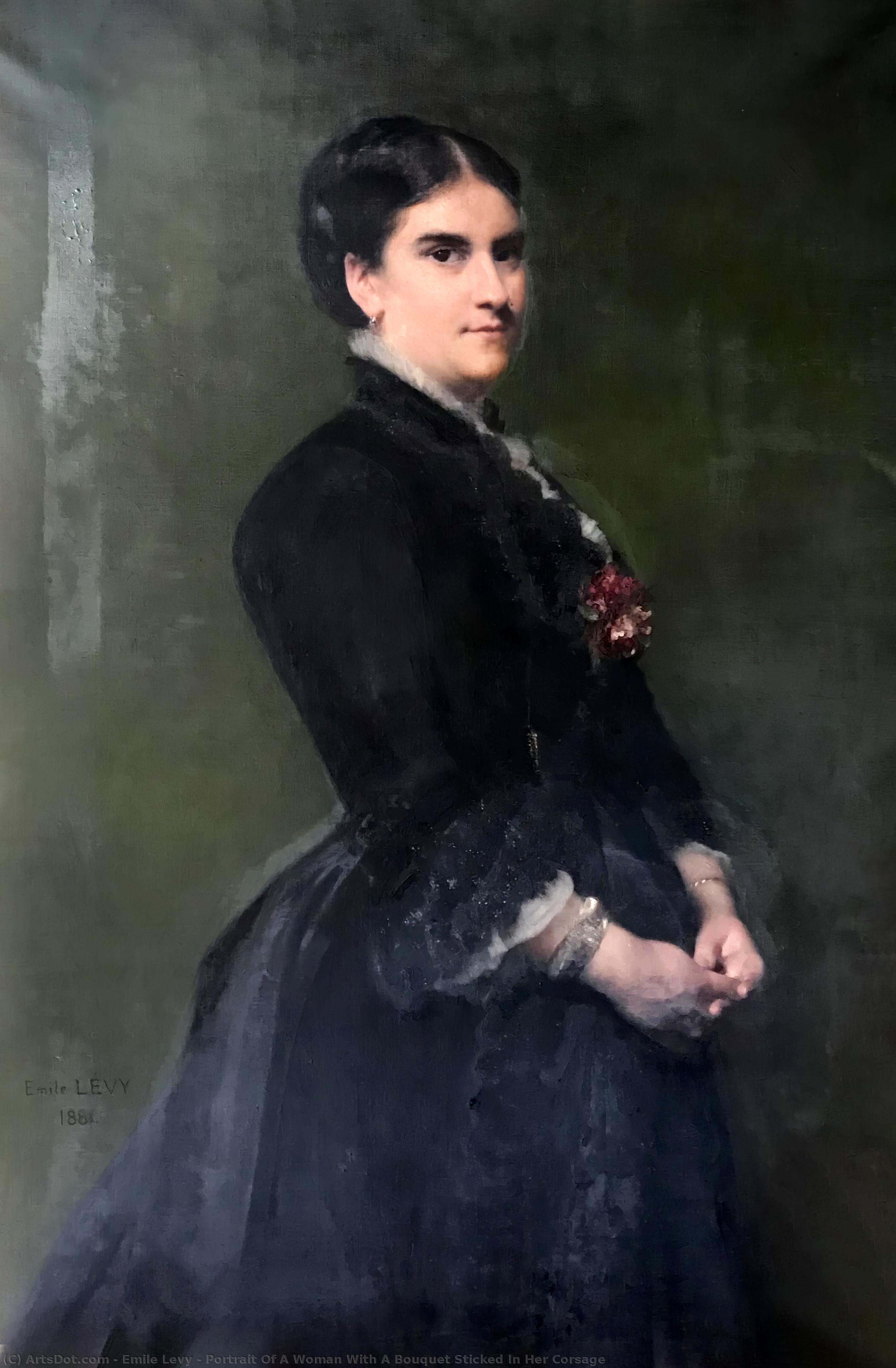 Portrait Of A Woman With A Bouquet Sticked In Her Corsage — Emile Levy