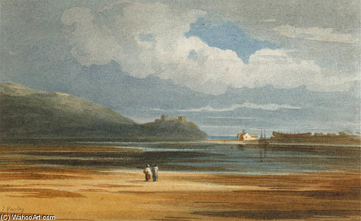 A View Of Harlech Castle, Across Traeth Mawr, Wales — John Varley I (the Older)