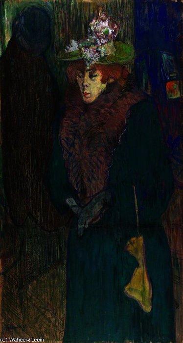 Jane Avril In The Entrance To The Moulin Rouge, Putting On Her Gloves — Henri De Toulouse-lautrec