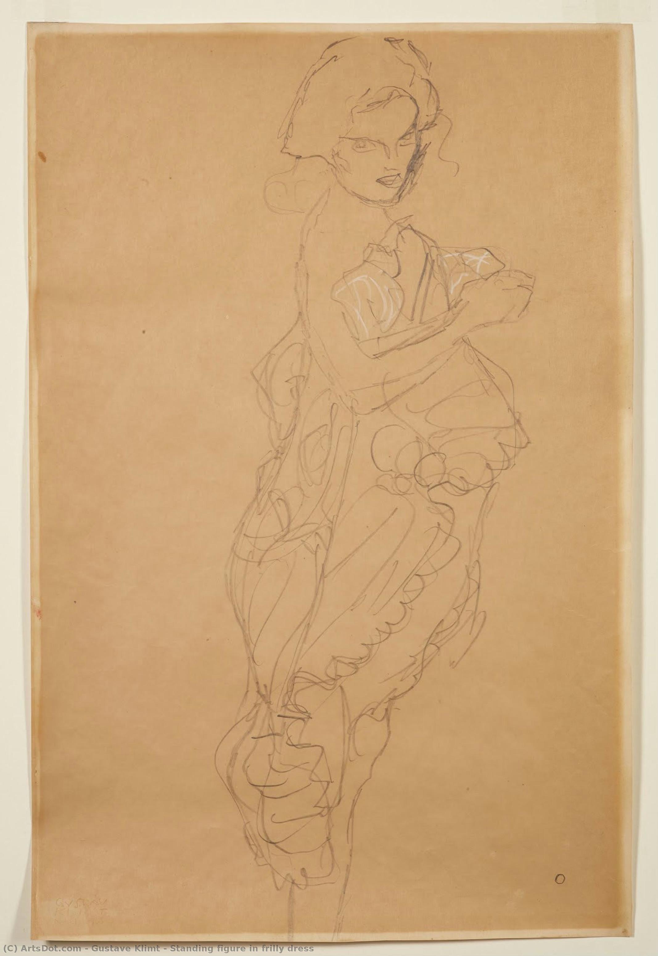 Título Traducido: Figura De Pie Vestido Floreado — Gustav Klimt