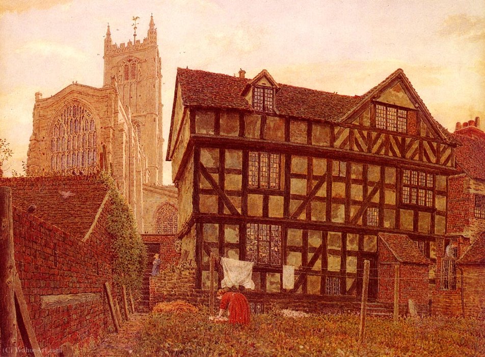 Church And Ancient Uninhabited House At Ludlow — George Price Boyce