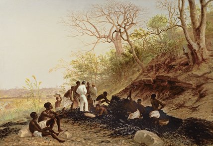 Working On A Coal Seam Near Tete — Thomas Baines